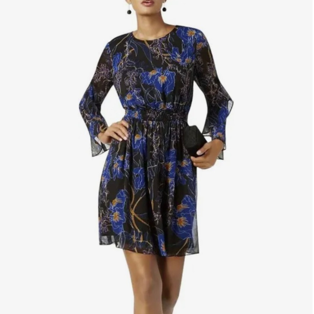 Black and blue floral INC dress. - Picture 1 of 4
